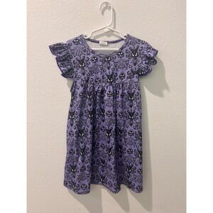 Disney Haunted Mansion Wallpaper Print Flutter Sleeve Dress Purple‎ Kids 7-8Y